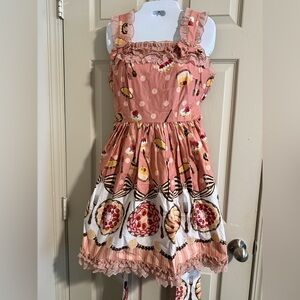Body Line Lolita  Pink Polka Dot Dress with Bows & Fruit